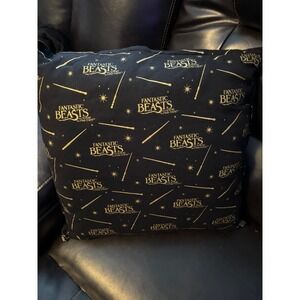 Throw Pillow Fantastic BeastThemed Black And Gold Double Sided Handmade 18 X 18